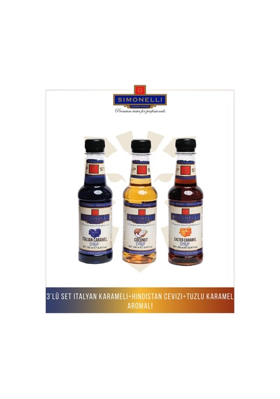 Şurup Seti 3x250 Ml Kahve Ve Kokteyl Şurubu-tuzlu Karamel, Hindistancevizi,italyan Karamel Diğer
