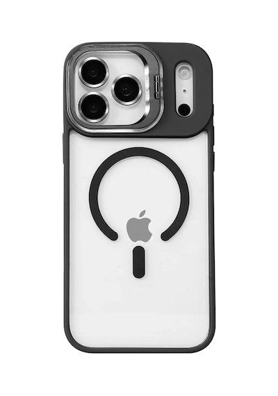 Joko Apple iPhone Uyumlu  17 Pro Max Uyumlu Remim Lensli Magsafe Standlı Kapak - Siyah