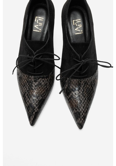 Luvi Shoes Medley Siyah Süet Siyah Desenli Bağcıklı Kadın Topuklu Ayakkabı Luvi Shoes Medley Siyah Süet Siyah Desenli Bağcıklı Kadın Topuklu Ayakkabı