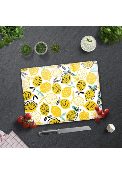 Decorita Cam Kesme Tahtası | Sarı Limonlar | 30cm x 40cm