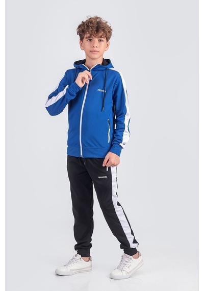 Pina Kids Erkek Çocuk Scuba Potential Kalın Şeritli Kapüşonlu Dalgıç Kumaş Eşofman Takımı Esf7026 Mavi Pina Kids Erkek Çocuk Scuba Potential Kalın Şeritli Kapüşonlu Dalgıç Kumaş Eşofman Takımı Esf7026 Mavi