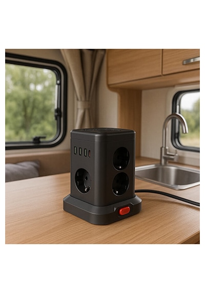 7 Li Kule Tipi Çoklu Priz 3 Usb-a + 1 Type-c Akım Korumalı Tek Tuş Kontrol Kompakt Masaüstü Tasarım 2 m