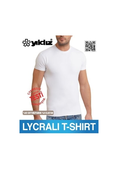 Yıldız Erkek Sıfır Yaka Lycralı T-shirt Fanila 1 Adet -90