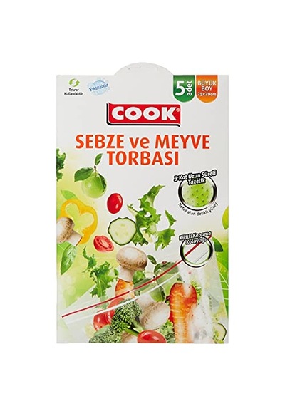Cook Sebze Ve Meyve Torbası, 25 X 29 Cm, 5 Adet 0