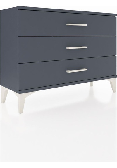 Arges Şifonyer 3 Çekmeceli 88x30x64 Antrasit-antrasit Antrasit