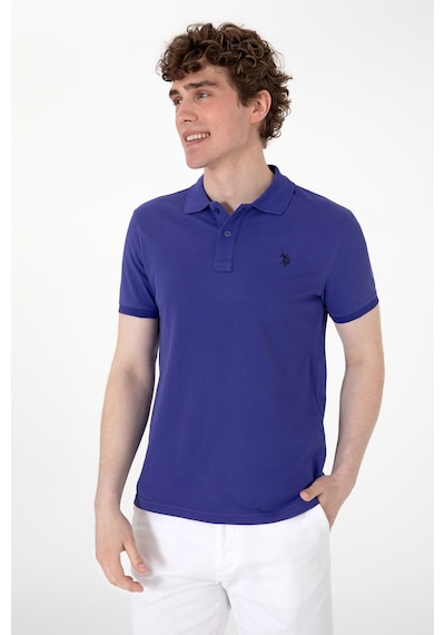 U.S. Polo Assn. Erkek Slim Fit Polo Yaka Mavi Basic Tişört 50297984-VR212