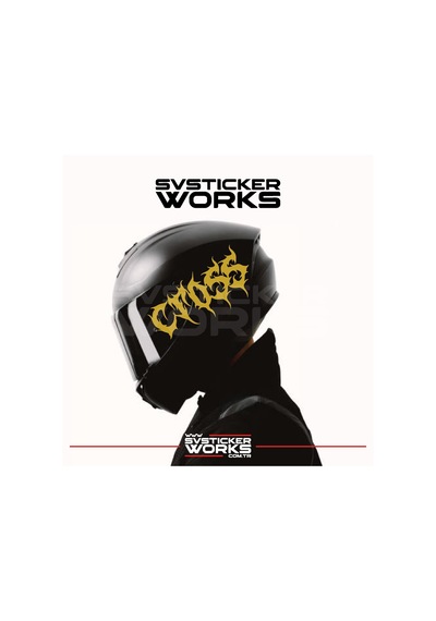 Cross Yazılı Kask Sticker Tüm Kasklar Uyumlu Tek Yön 1 Adet Altın