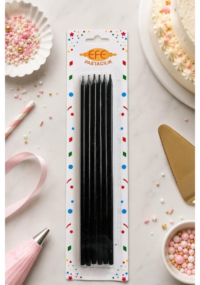 Siyah Uzun Pasta Mumu 20 Cm Çok Renkli