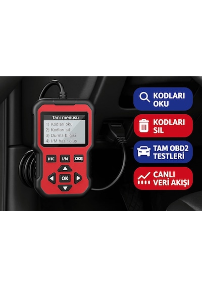 Tr Dailytech 2025 Obd2 Arıza Tespit Cihazı, Hata Kodu Okuma Ve Silme, Canlı Veri Akışı, Tüm Obd2 Araçlarla Uyuml