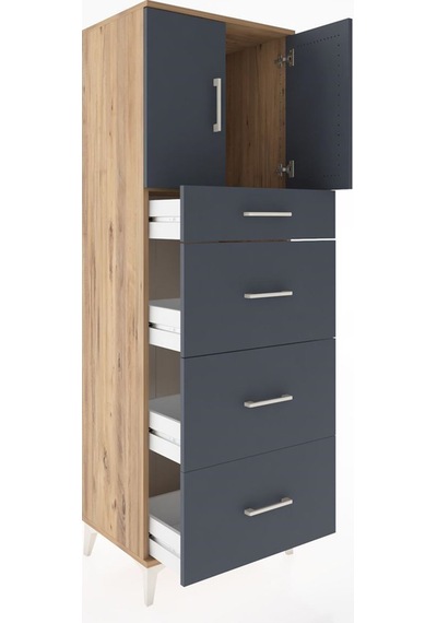 Hyperion Dolap Tek Raflı 4 Çekmeceli 2 Kapaklı 60x44x182 Çam-antrasit Atlas Çam Hyperion Dolap Tek Raflı 4 Çekmeceli 2 Kapaklı 60x44x182 Çam-antrasit Atlas Çam