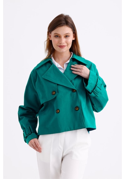 Pastelastore %100 Pamuk Gabardin Astarlı Oversize Geniş Kalıp Kadın Crop Kısa Trençkot 1122 Zümrüt Yeşili Pastelastore %100 Pamuk Gabardin Astarlı Oversize Geniş Kalıp Kadın Crop Kısa Trençkot 1122 Zümrüt Yeşili