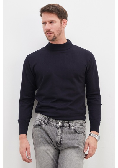 Fullamoda Basic Dik Yaka Regular Fit Triko Kazak Lacivert
