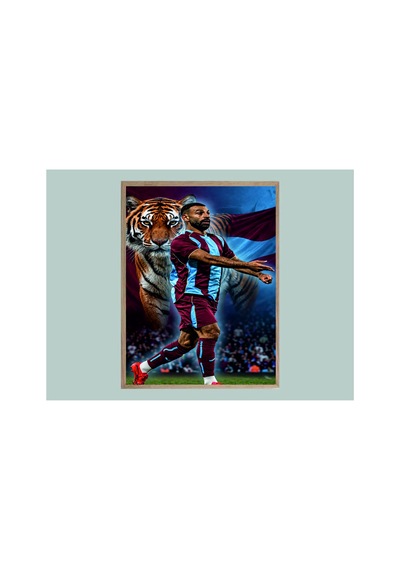 Bordo Mavi Poster Mohamed Salah Ahşap Çerçeveli Tablo Çok Renkli - 919917843 Çok Renkli