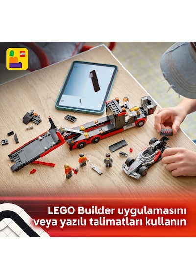 LEGO® City Audi F1® Yarış Arabalı F1® Sergileme Kamyonu 60493 – 7 Yaş Üzeri için Minifigür İçeren Oyuncak Yapım Seti (508 Parça)