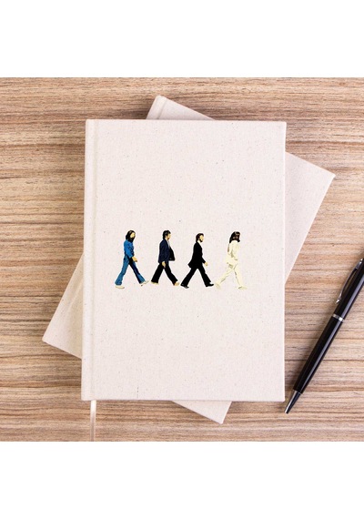 The Beatles Abbey Road Cartoon Çizgisiz Kanvas Defter Krem