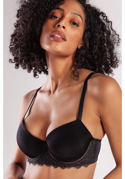 Lenaca Garland Big Size Plunge Bra, Black Konforlu Ve Şık Sütyen Çok Renkli
