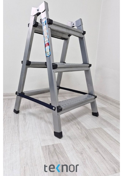 Çift Taraflı Dayanıklı 3+3 Metal Basamaklı Merdiven
