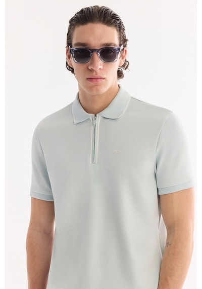 Avva Erkek Su Yeşili Kıvrılmaz Polo Yaka Fermuarlı Bi-stretch İnterlok Regular Fit T-shirt A61y1003