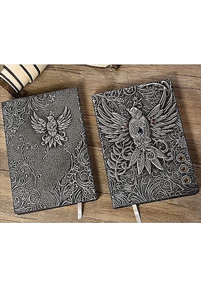 Deri Defter 3D Kabartmalı Adam-Gümüş