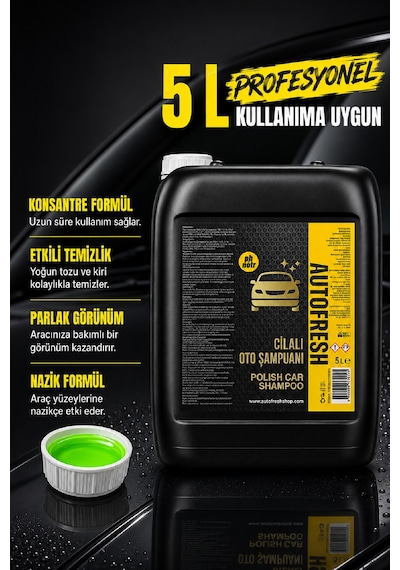 Autofresh PH Nötr Araç Araba Yıkama Cilalı Oto Şampuanı 5 L