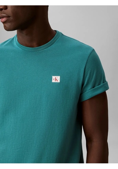 Calvin Klein Ss Badge 30s Jersey, 8zu Yeşil Erkek T-shirt