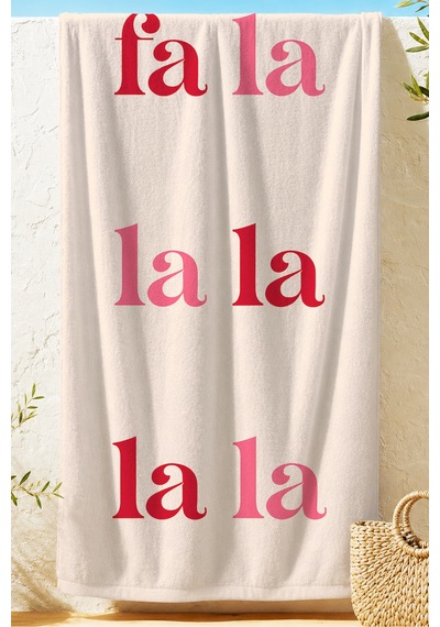 Yazılı Motto Tipografik Plaj Havlusu - Modern Pembe Kırmızı Typo Hızlı Kuruyan Mikrofiber Havlu Köpük İncisi