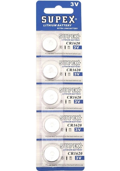 Supex Cr1620 3v Lityum Düğme Pil 5'li Kart