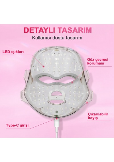 7 Renk Led Işıklı Yüz Bakım Maskesi 400 Mah Şarjlı Cilt Bakım Cihazı-1748