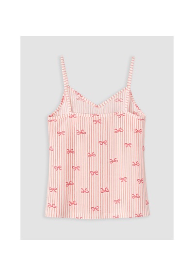 Lcw Dream Pembe Fiyonk Desenli İp Askılı Kadın Şortlu Pijama Takımı