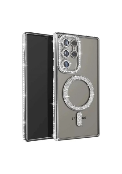 Samsung Galaxy Uyumlu  S23 Ultra Joke Simli Magneticsafe Kılıf - Gümüş Çok Renkli