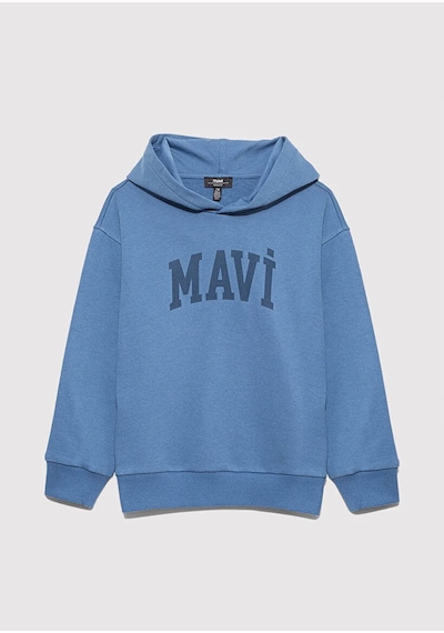 Mavi Logo Baskılı Kapşonlu Mavi Erkek Çocuk Sweatshirt M6s10143-83767 Mavi