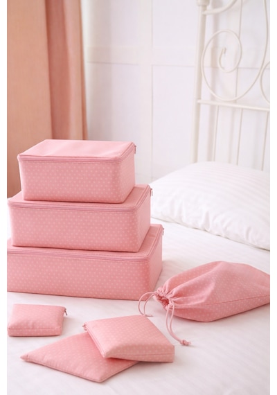 Serstil 7 Parça Bebek Bakım Çantası - Pembe Benekli Pembe Puantiye