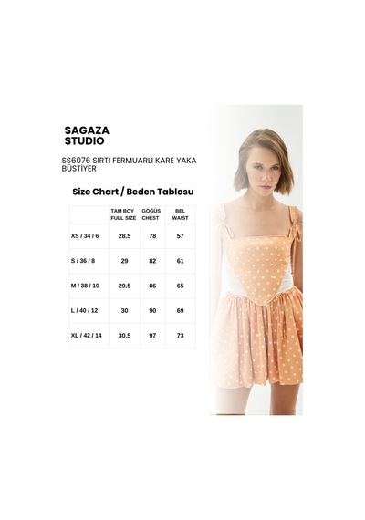 Sagaza Studio Ss6076 İplik Detaylı Arkası Fermuarlı Büstiyer Turuncu