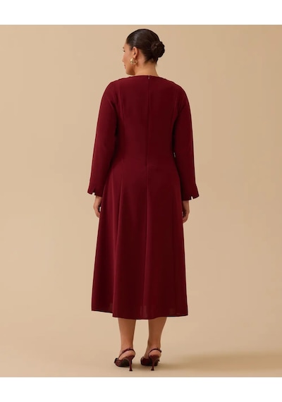 Büyük Beden Basic Midi Elbise Gala-xi Bordo