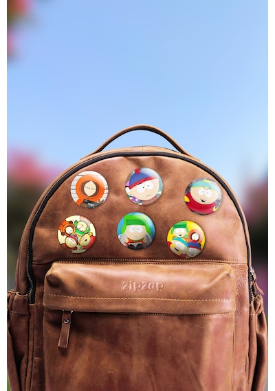 South Park Anime Animasyon Çanta Süsü Rozet İğneli Buton Rozet Seti 6 Adet Çok Renkli