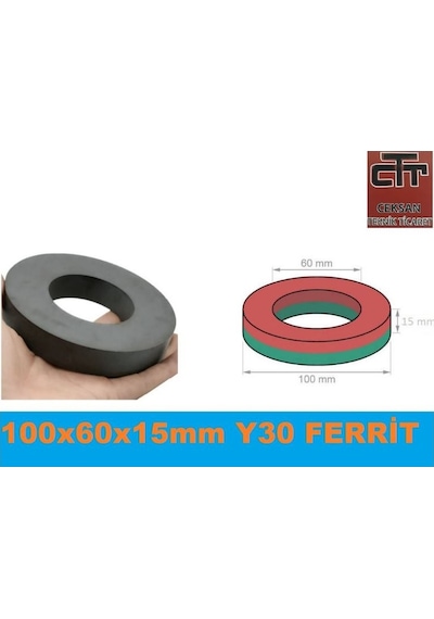 Mıknatıs Halka Büyük 5 Adet Y30 Güçlendirilmiş Ferrit 100X60X15Mm