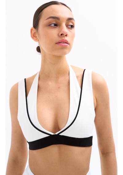 Normal People Lana - Spor Bra / Şeftali Dokulu Peach Skin Kumaş Beyaz
