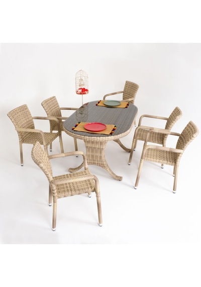 Sunsire 90x160 Rattan Bahçe Masa Takımı Rehome