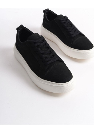 Mubiano Hakiki Deri Mbnbkm3-s Erkek Nubuk Siyah Sneaker & Spor Ayakkabı Siyah