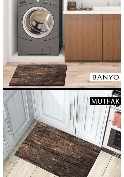 Dekoratif Kapı Önü Paspas, Dış Mekan/ev İçi/banyo/mutfak/yatak Odası/giriş Paspasları Ahşap Baskılı Çok Renkli