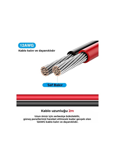 Solar Uzatma Kablosu Solar Panel Bağlantı Kablosu - Xt60 2 Metre