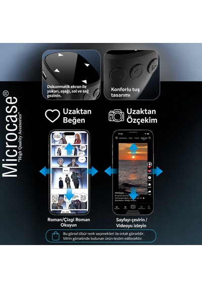 Bluetooth Kumandalı Uzaktan Kontrol Tiktok Kaydırma Kamera Ve Sayfa Çevirme Özellikli Yüzük Siyah Al5767