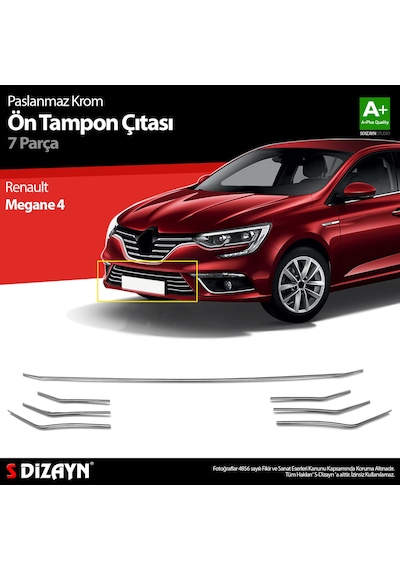S-Dizayn Renault Megane 4 Krom Ön Tampon Çıtası 2016-2020