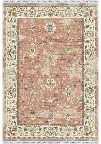 Pembe Çerçeveli Dokuma Pamuk Taban Kaymaz Kilim Klm025n11