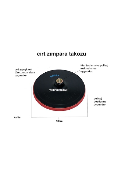 Cırt Zımpara Tabanı Polisaj Tabanı 180 Rodex Marka