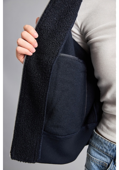 Defacto Regular Fit Fermuarlı Buklet Bomber Kaşe Kaban H3960ax26wnnv94 Lacivert-nv94