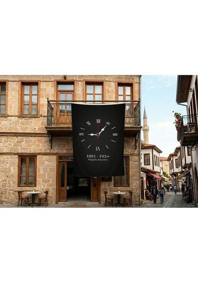 10 Kasım Unutmayacağız Sonsuz Saat Temalı Anma Bayrağı Poster Bayrak Premium Raşel Kumaş 300x450cm Ata76 Diğer
