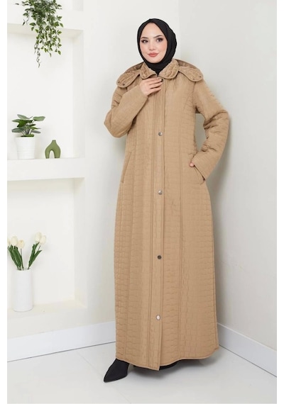 İçi Kürklü Tam Boy Kaban Mont - Bej / M0102 Bej