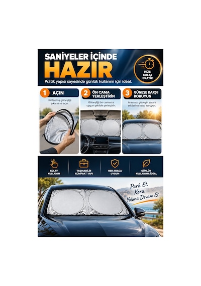 Robeve Araç Ön Cam Güneşliği Katlanabilir Reflektif Tasarım - Güneş Ve Isı Koruyucu Oto Güneşlik, Direksiyon Torpido Konsol Koruyucu Araba Aksesuarı Araba Güneşlik Araç Güneşlik Oto Perde Araç Perde