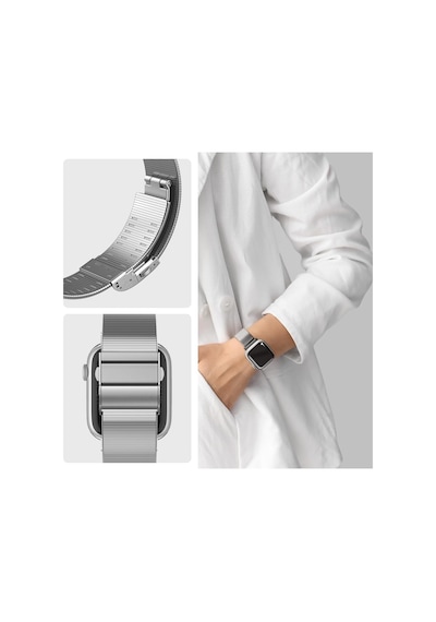 Apple Watch 42mm Seri 12/11/10 İle Uyumlu Kordon Kayış Band Sleek Link Silver - Amp07225 Çok Renkli Apple Watch 42mm Seri 12/11/10 İle Uyumlu Kordon Kayış Band Sleek Link Silver - Amp07225 Çok Renkli